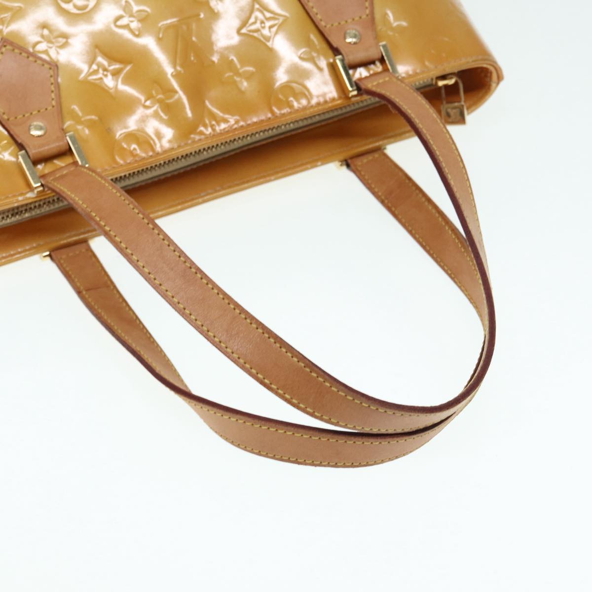 LOUIS VUITTON Monogram Vernis Houston Hand Bag Beige M91004 LV 86676