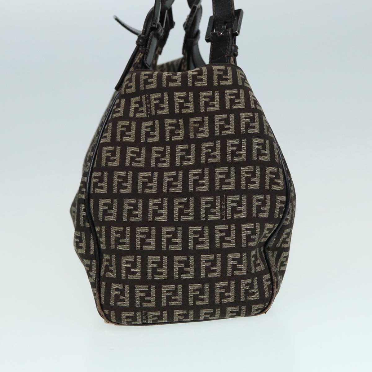 Luxury Fendi Zucchino Canvas Mamma Shoulder Bag Brown Black Silver86710