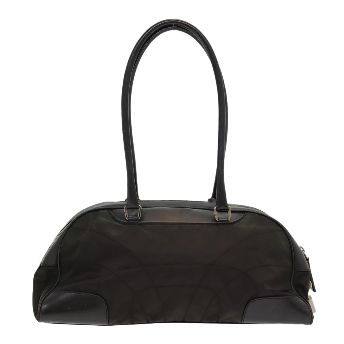 Luxury Prada Shoulder Bag Nylon Khaki Silver  86724