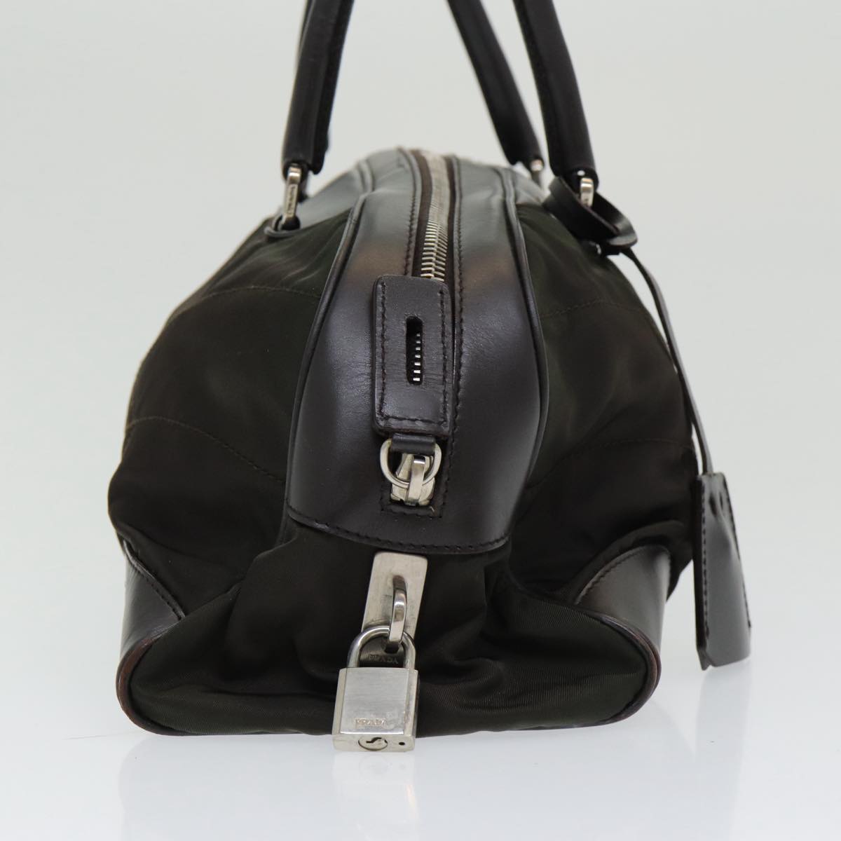Luxury Prada Shoulder Bag Nylon Khaki Silver  86724
