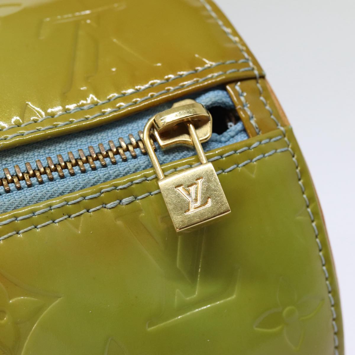 LOUIS VUITTON Monogram Vernis Bedford Hand Bag Baby Blue M91007 LV 86745