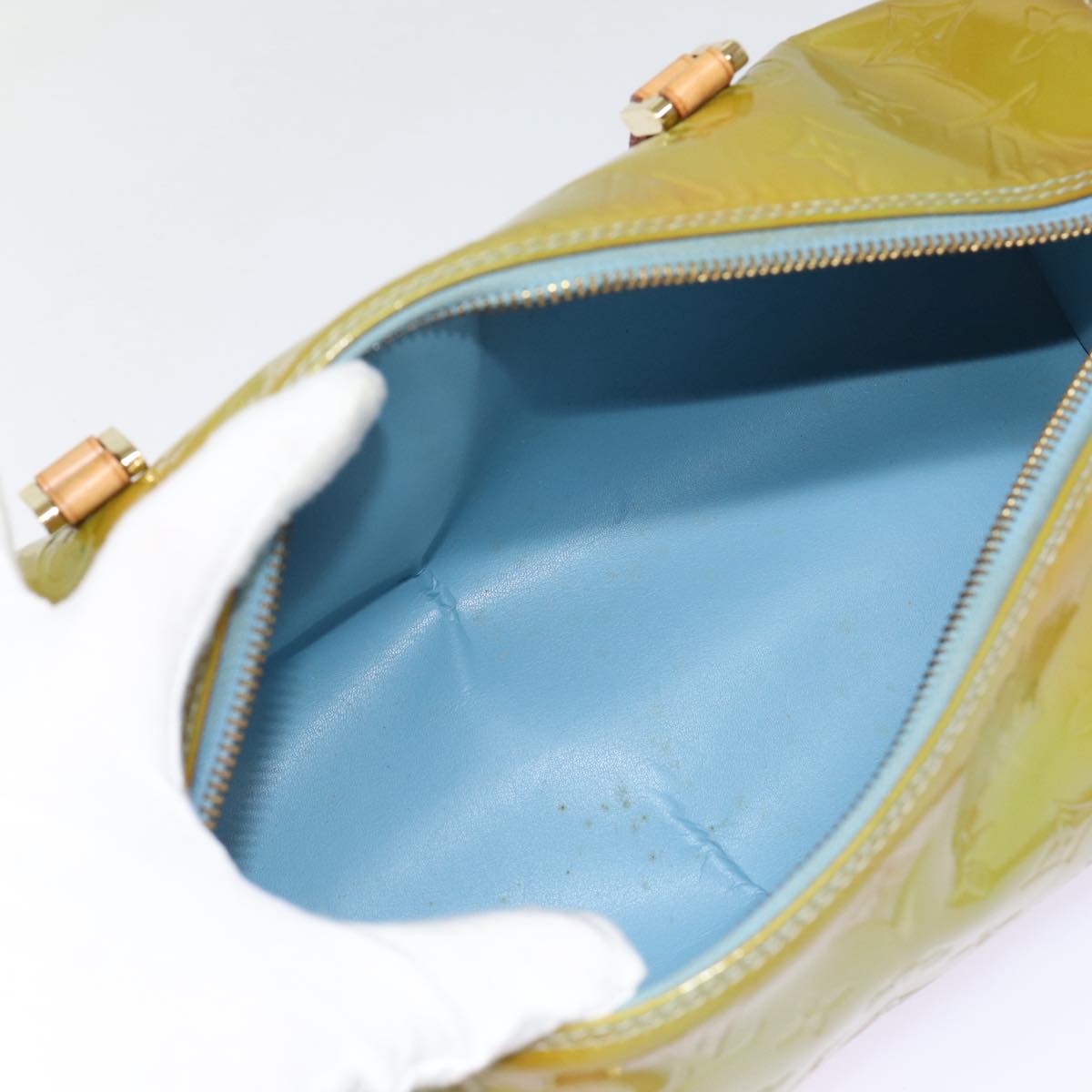 LOUIS VUITTON Monogram Vernis Bedford Hand Bag Baby Blue M91007 LV 86745