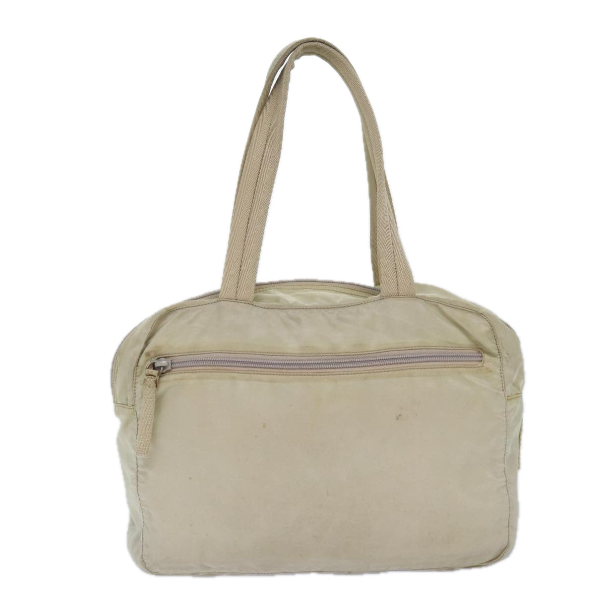 Luxury Prada Hand Bag Nylon Cream Silver  86873