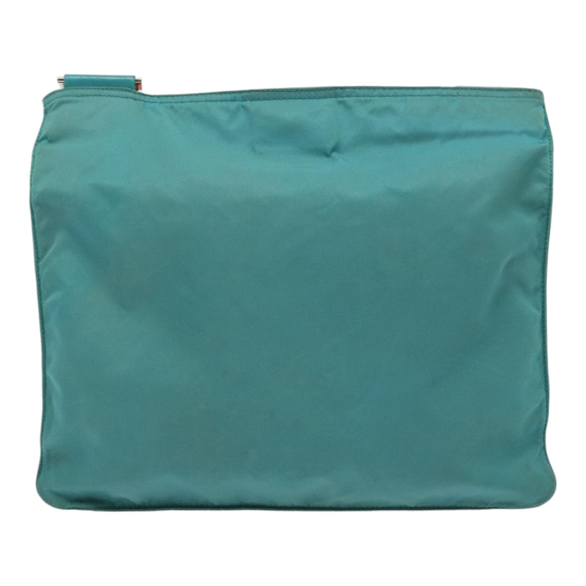 Luxury Prada Shoulder Bag Nylon Turquoise Blue Silver  86875