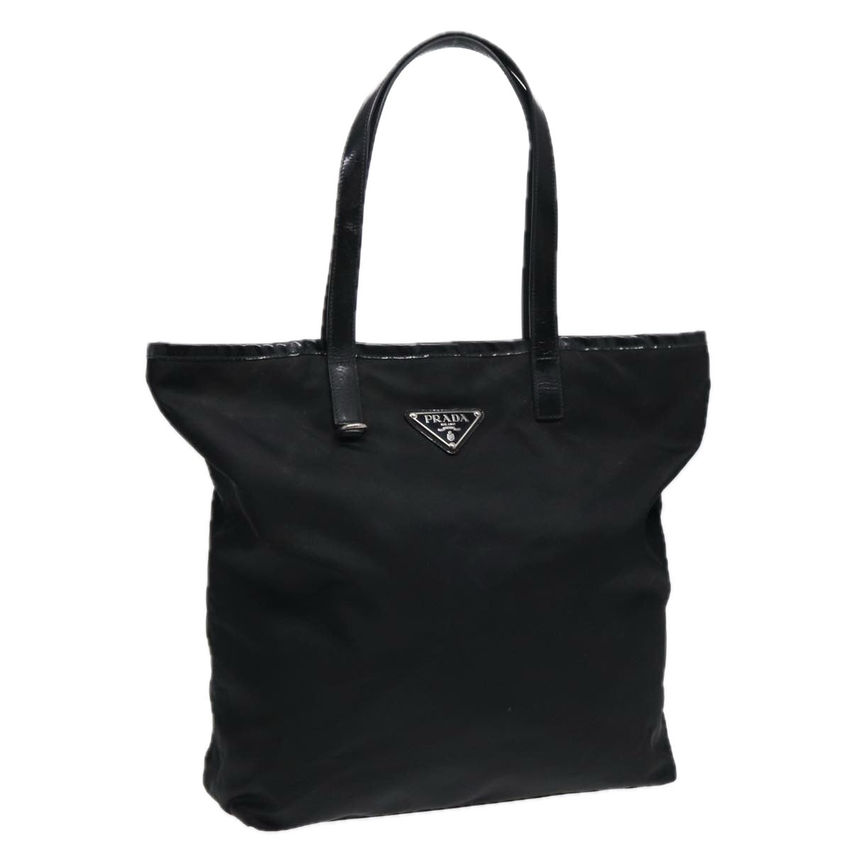Luxury Prada Tote Bag Nylon Black Silver  86877