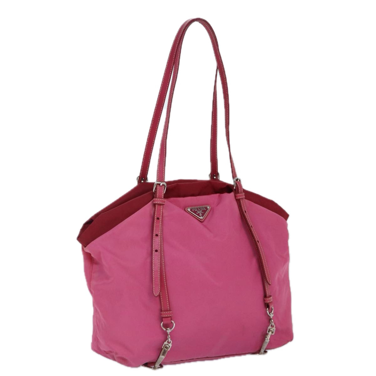 Luxury Prada Tote Bag Nylon Pink Silver  86878
