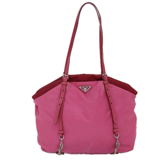 Luxury Prada Tote Bag Nylon Pink Silver  86878