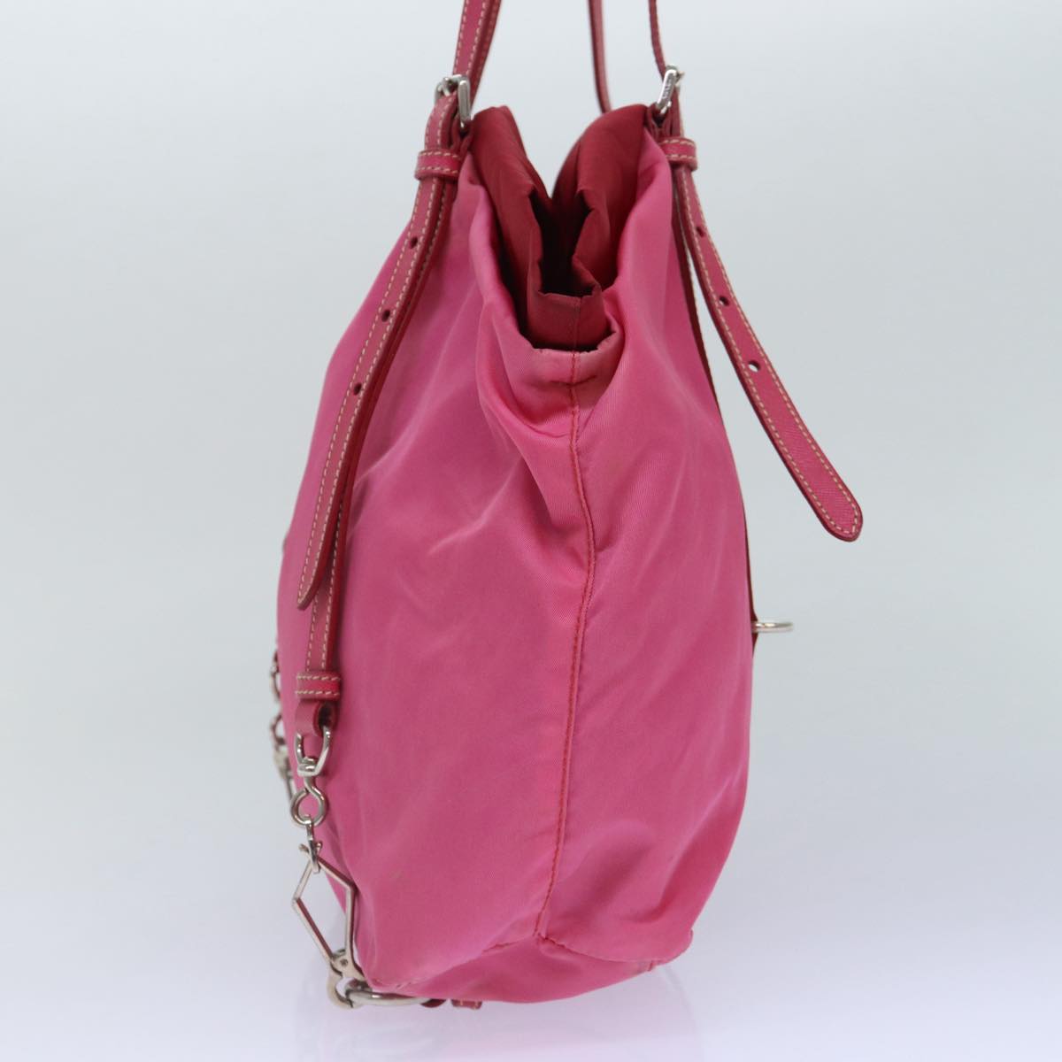 Luxury Prada Tote Bag Nylon Pink Silver  86878