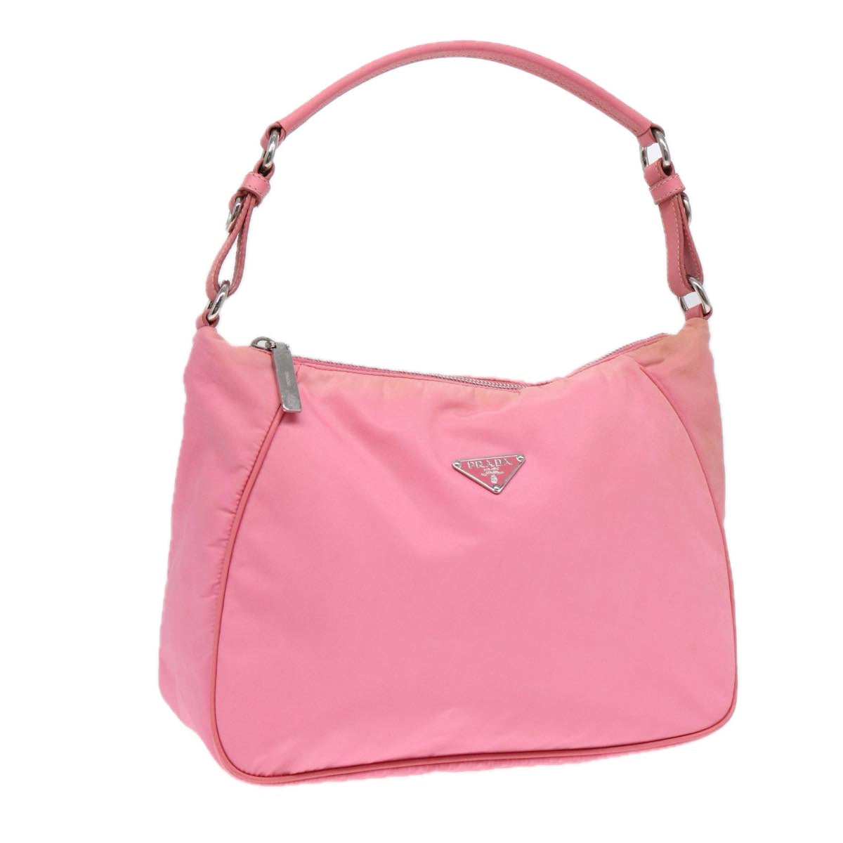 Luxury Prada Shoulder Bag Nylon Pink Silver  86879