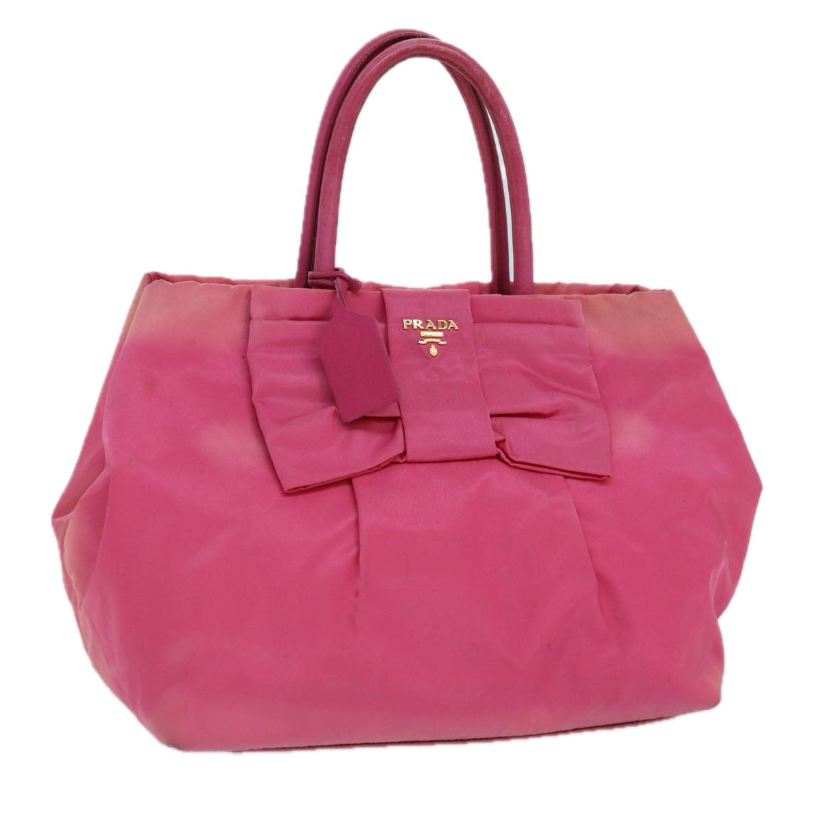Luxury Prada Ribbon Hand Bag Nylon Gold Pink  86880