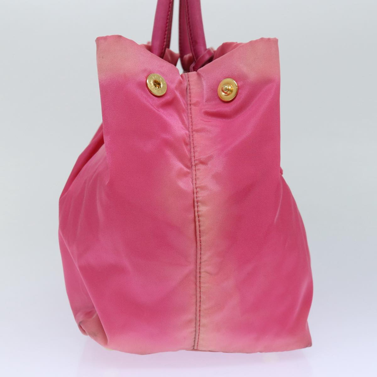 Luxury Prada Ribbon Hand Bag Nylon Gold Pink  86880