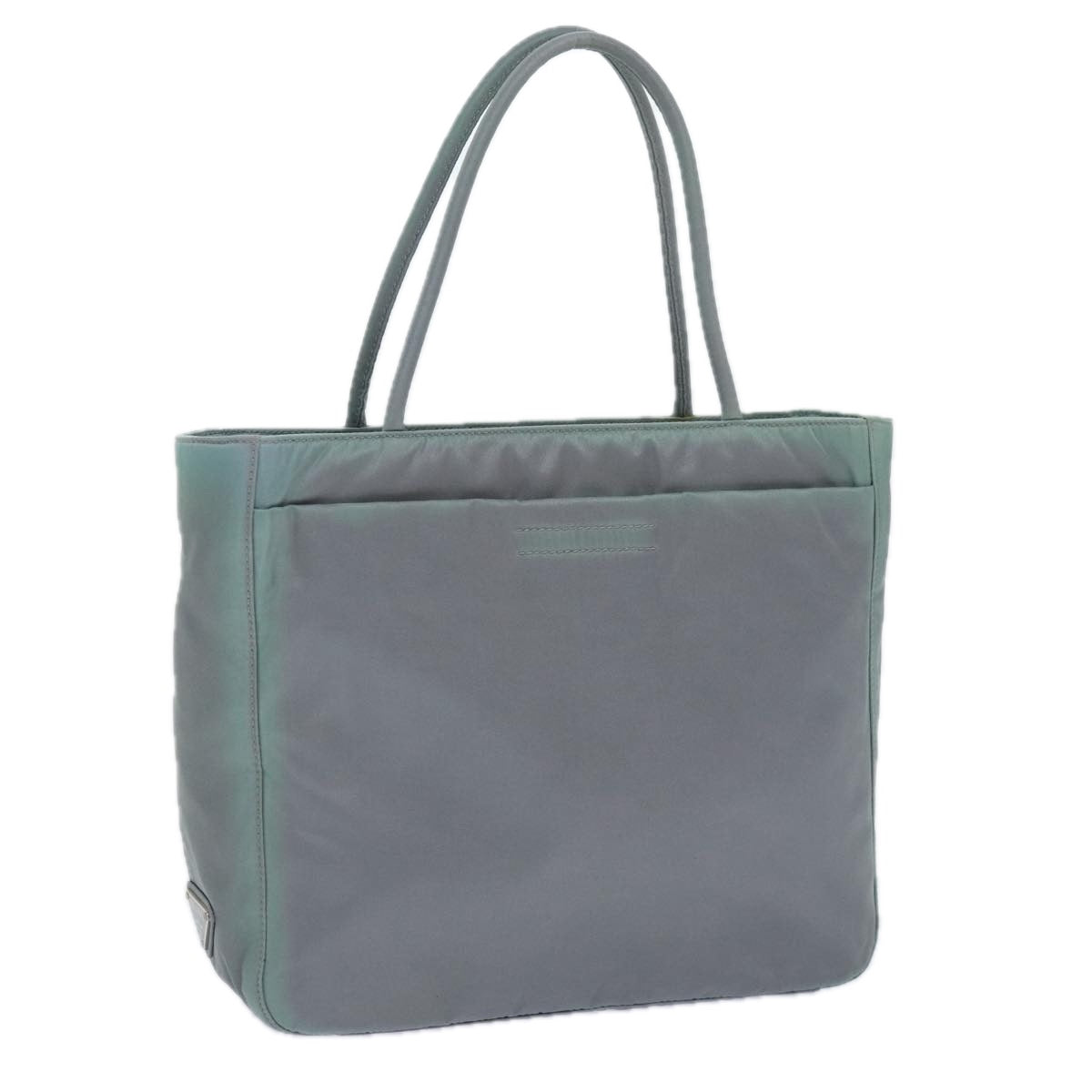 Luxury Prada Hand Bag Nylon Gray Silver  86881