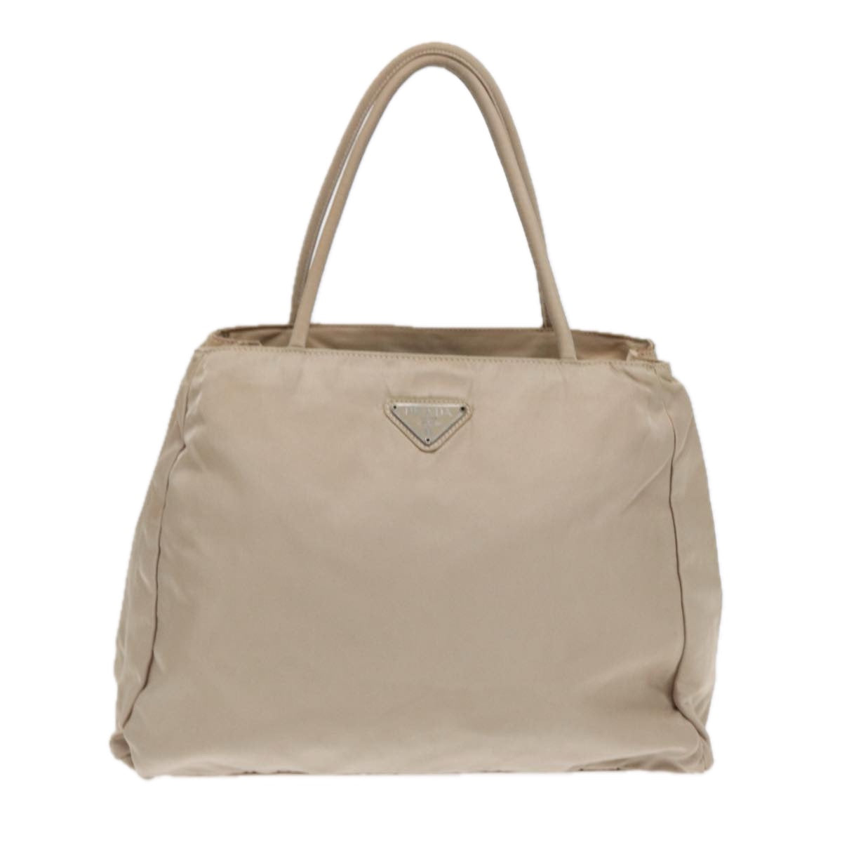 Luxury Prada Hand Bag Nylon Beige Silver  86884