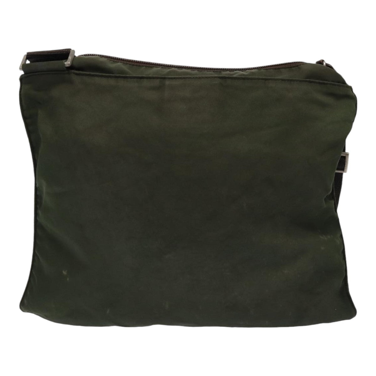 Luxury Prada Shoulder Bag Nylon Khaki Silver  86885
