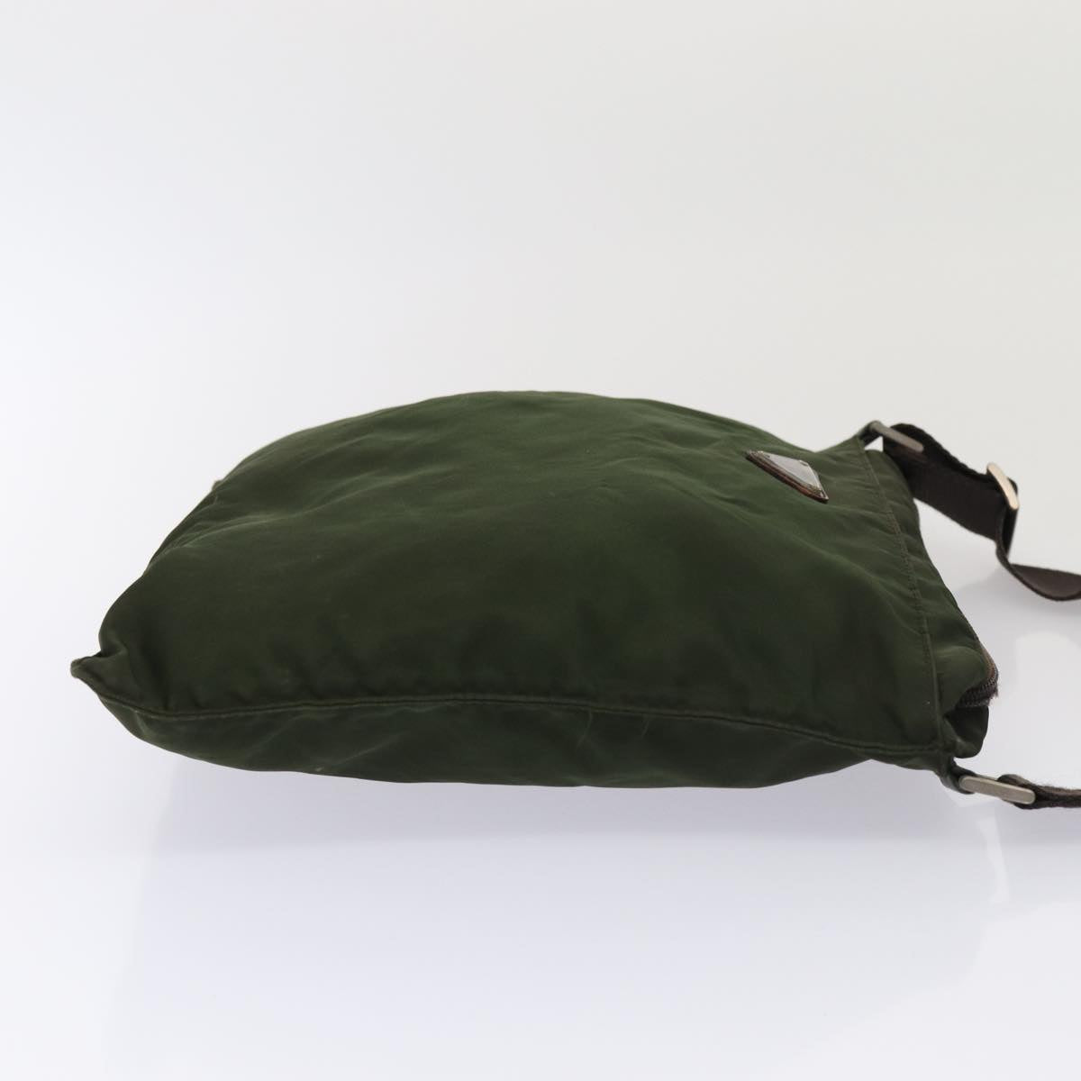Luxury Prada Shoulder Bag Nylon Khaki Silver  86885