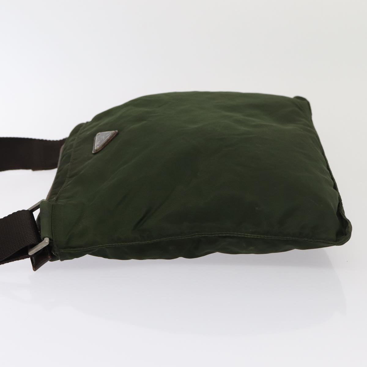 Luxury Prada Shoulder Bag Nylon Khaki Silver  86885