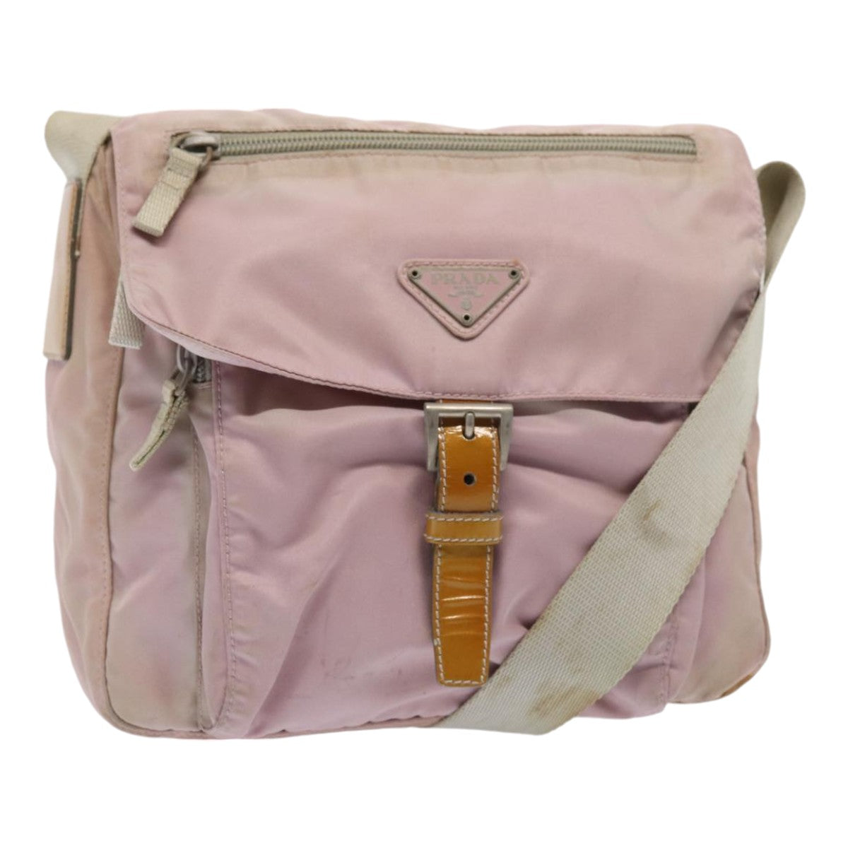 Luxury Prada Shoulder Bag Nylon Pink Silver  86887