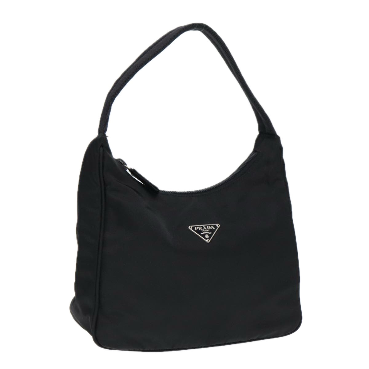 Luxury Prada Hand Bag Nylon Black Silver  86891