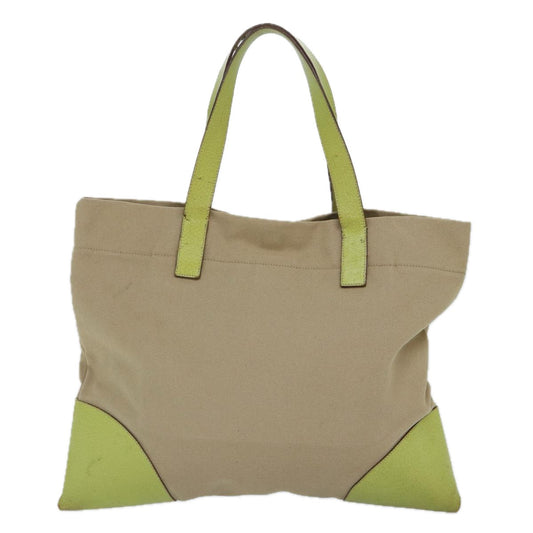 Luxury Prada Tote Bag Canvas Beige Silver  86901