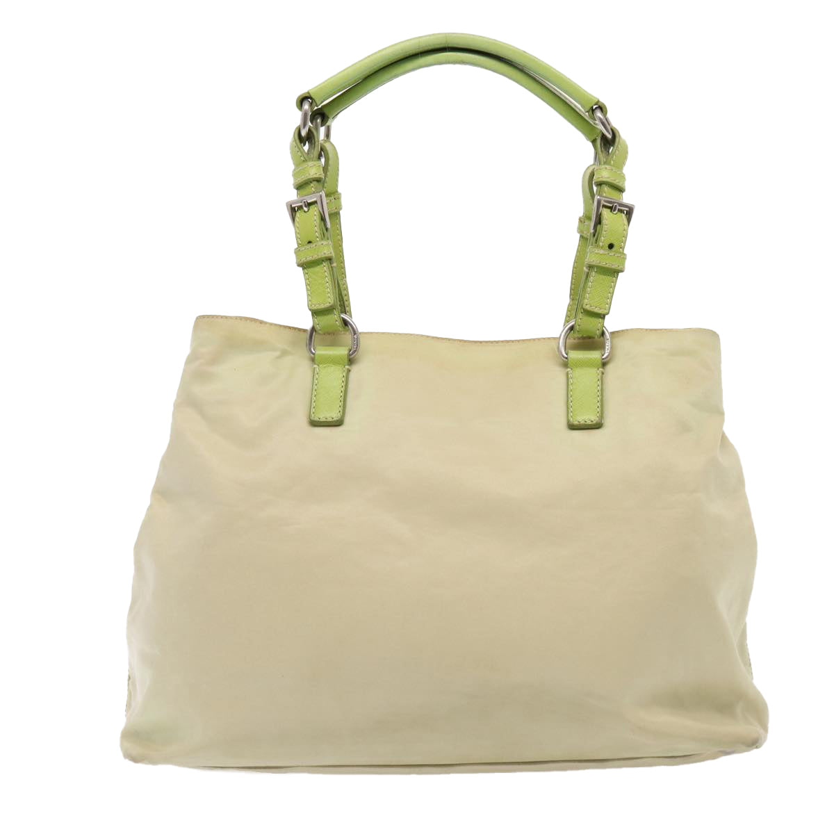 Luxury Prada Tote Bag Nylon Beige Silver Green  86906