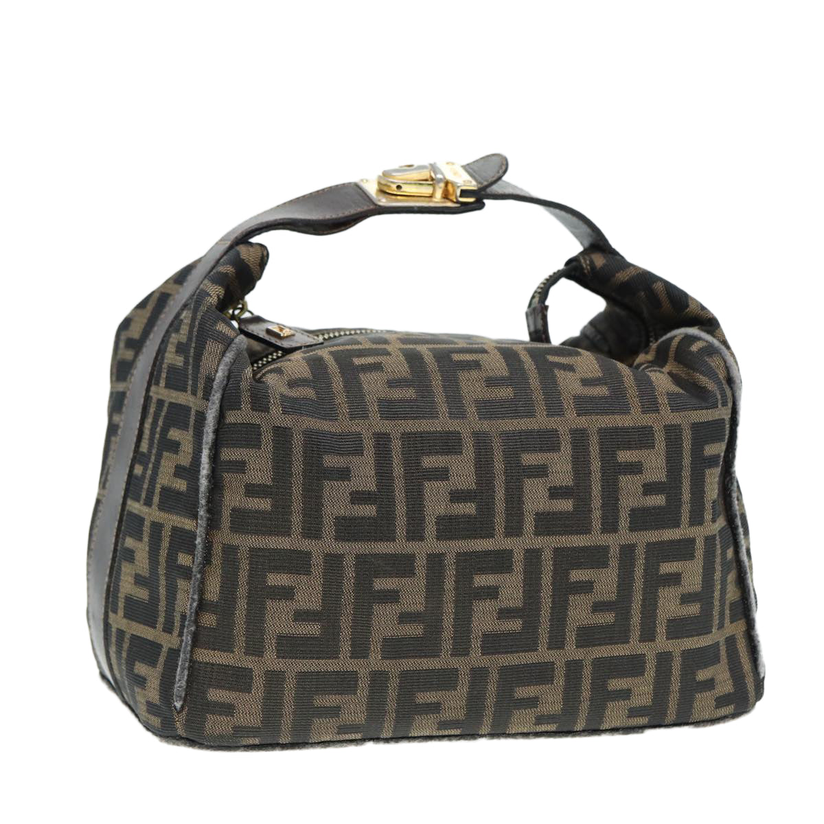 Luxury Fendi Zucca Canvas Vanity Pouch Brown Black gold86935