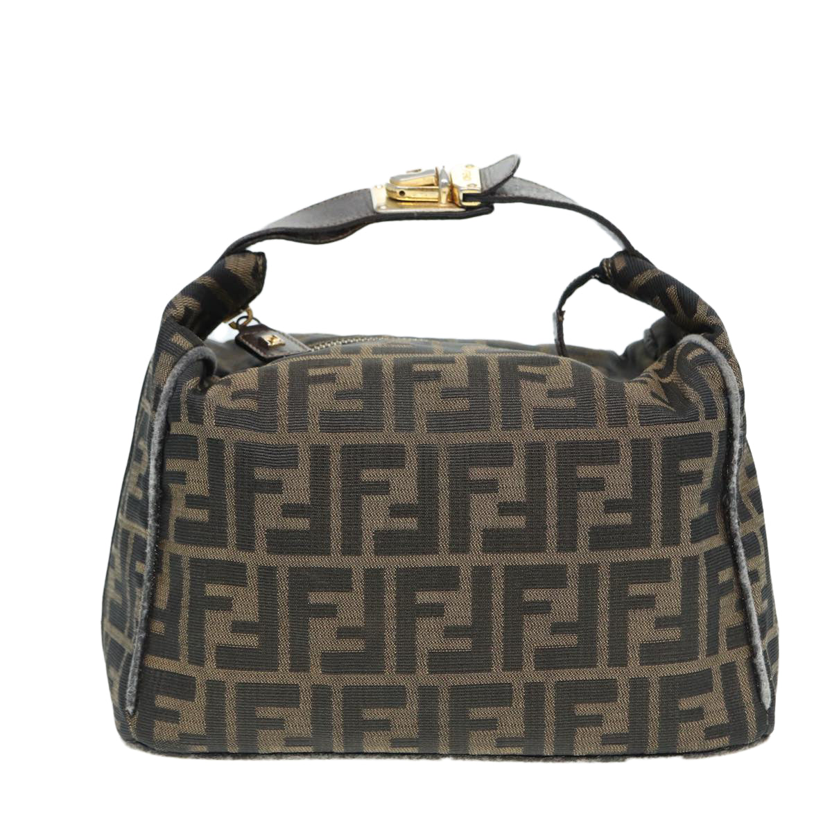 Luxury Fendi Zucca Canvas Vanity Pouch Brown Black gold86935