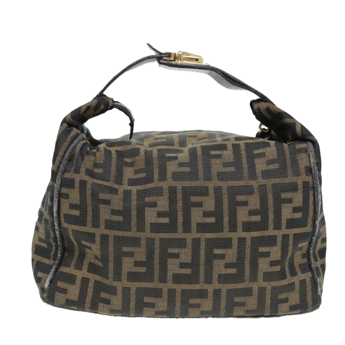 Luxury Fendi Zucca Canvas Vanity Pouch Brown Black gold86935