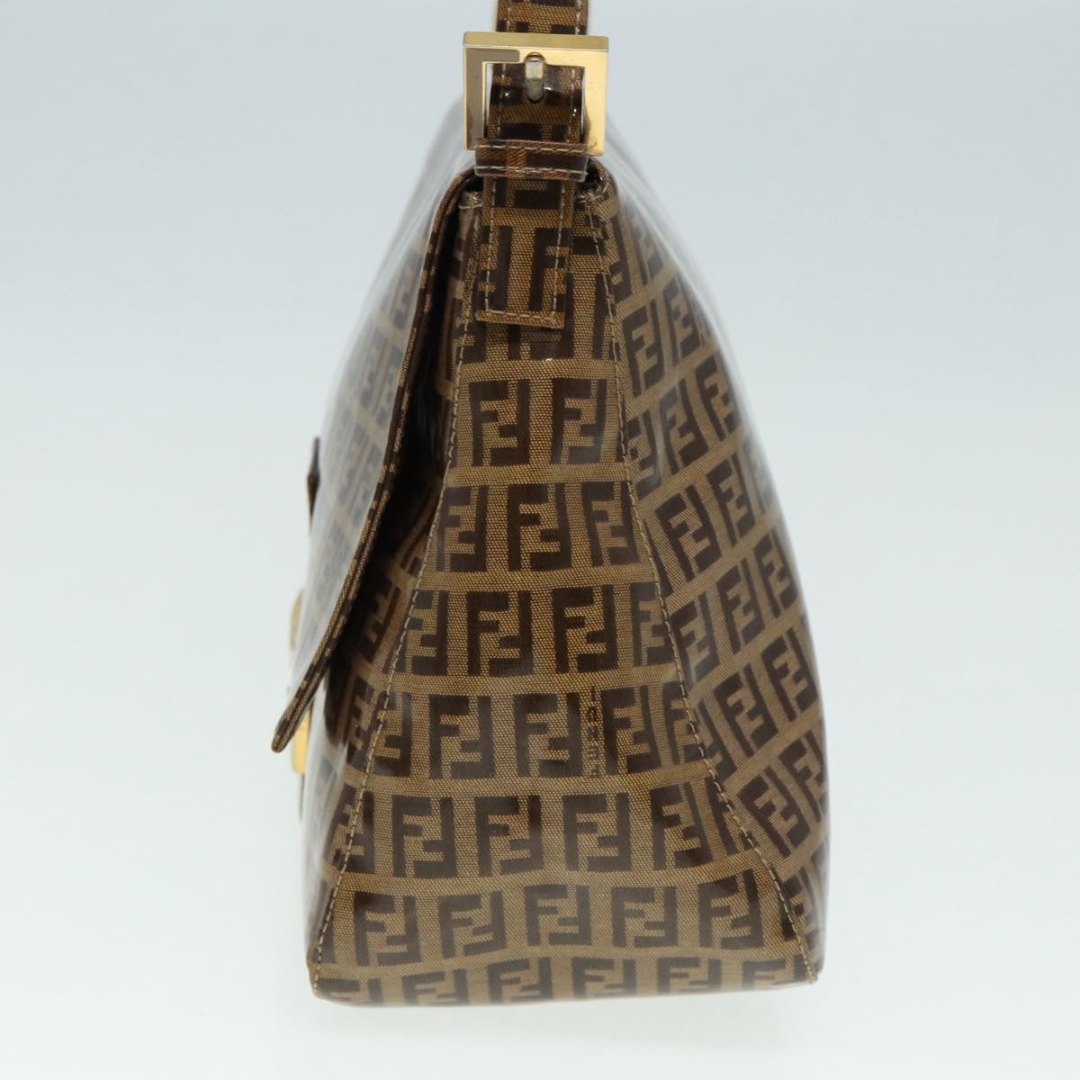 Luxury Fendi Zucchino Canvas Mamma Baguette Shoulder Bag Gold Beige86941
