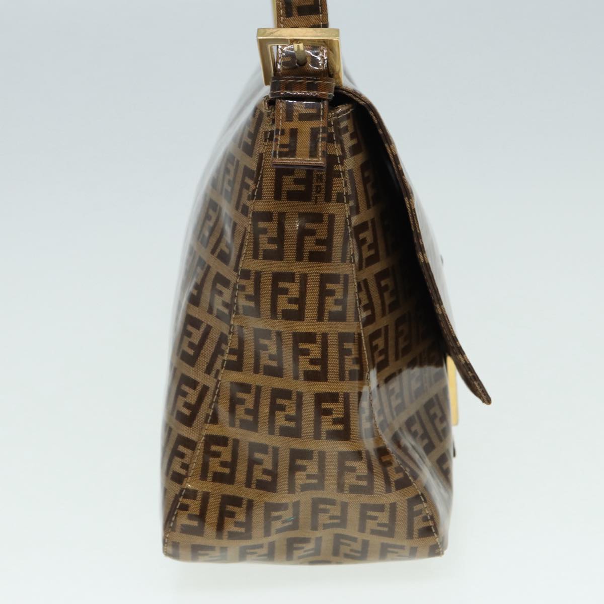 Luxury Fendi Zucchino Canvas Mamma Baguette Shoulder Bag Gold Beige86941