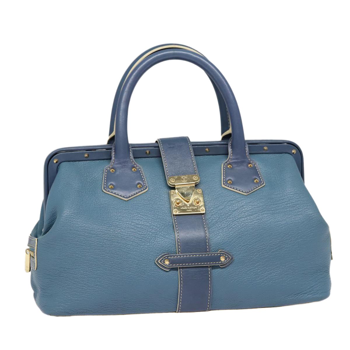 LOUIS VUITTON Suhari Angenu PM Hand Bag Leather Blue M91807 LV 86980