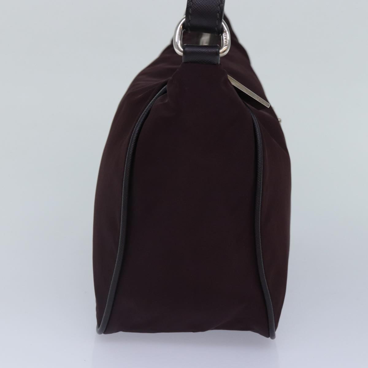 Luxury Prada Shoulder Bag Nylon Wine Red Silver  86985