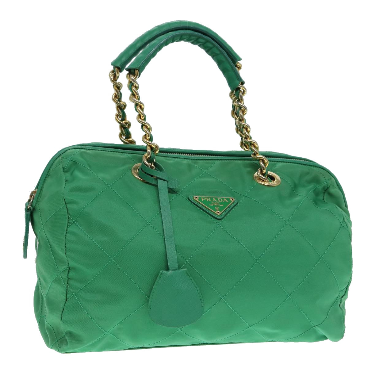 Luxury Prada Hand Bag Nylon Green Gold  86987