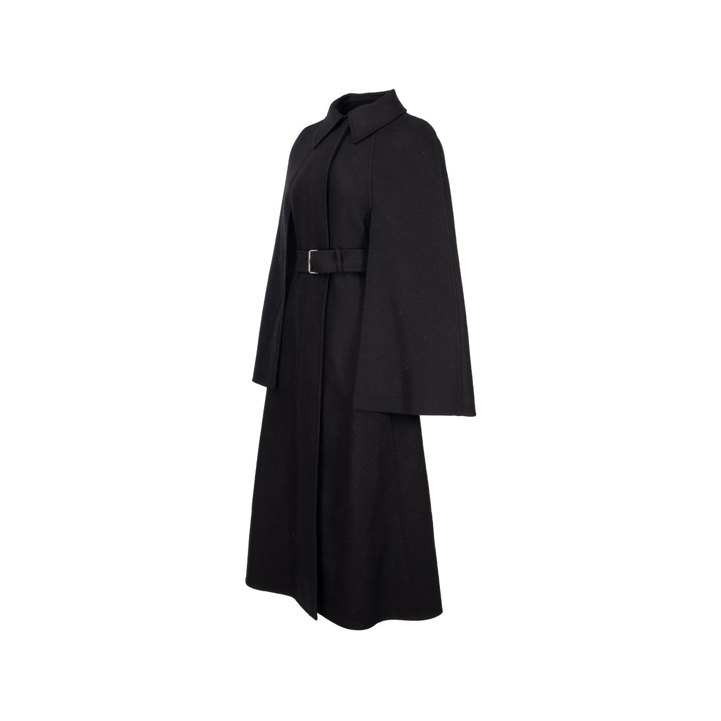 Luxury Dior Size 36 Coat with Belt Wool/Rabbit Hair Black