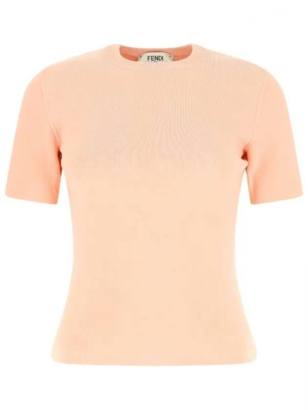Luxury Fendi Knit Short Sleeve T-Shirt Pink