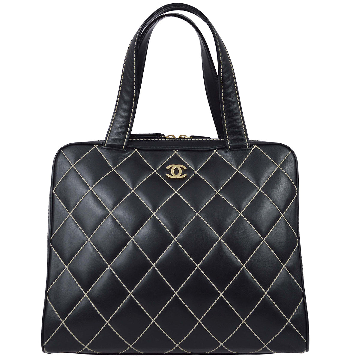 Luxury Chanel 2001-2003 Wild Stitch Handbag Black Calfskin