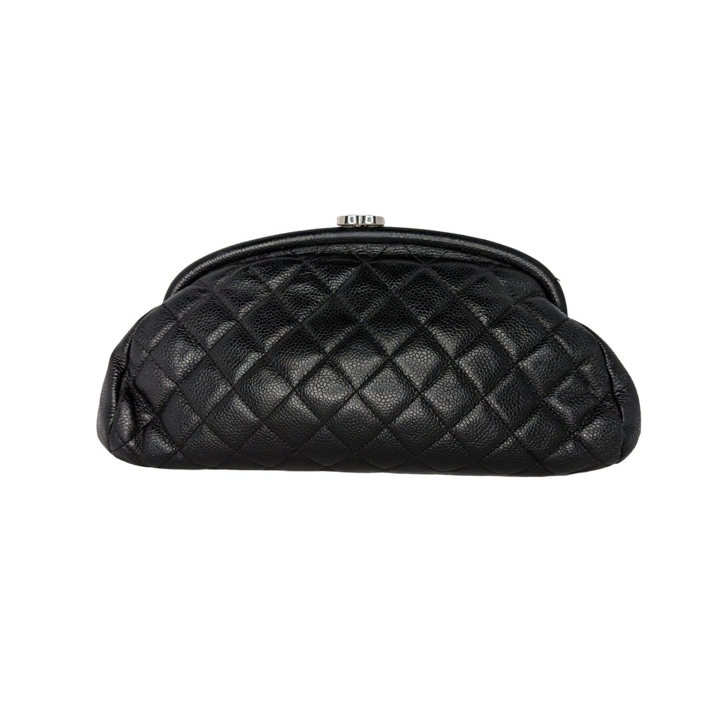 Luxury Chanel bag Black Quilted Caviar Leather Timeless Clutch
