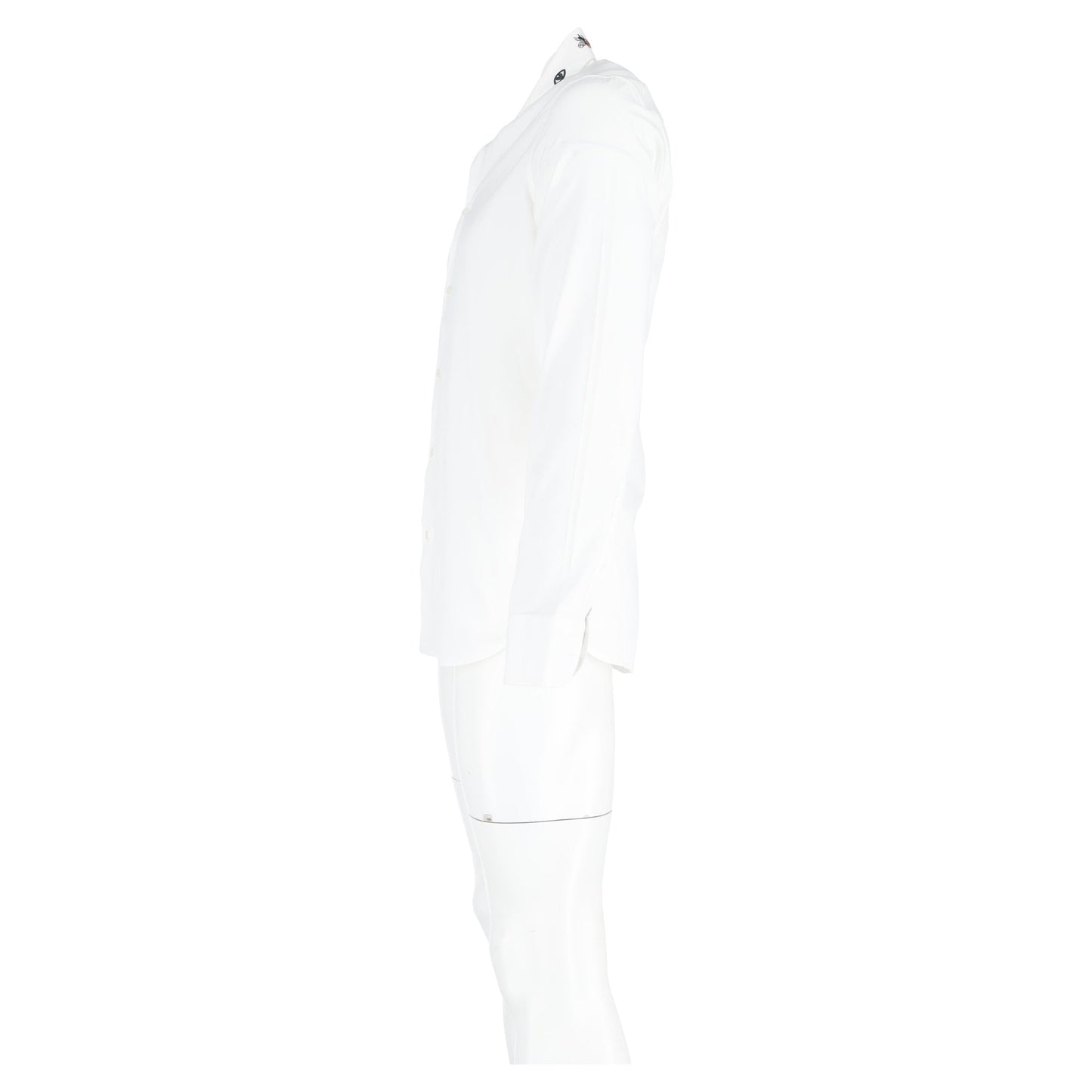 Gucci Printed Collar Long Sleeve Shirt in White Cotton