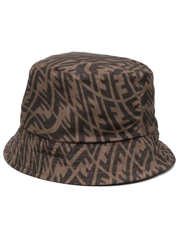 Luxury Fendi Wave Monogram Logo Bucket Hat Brown