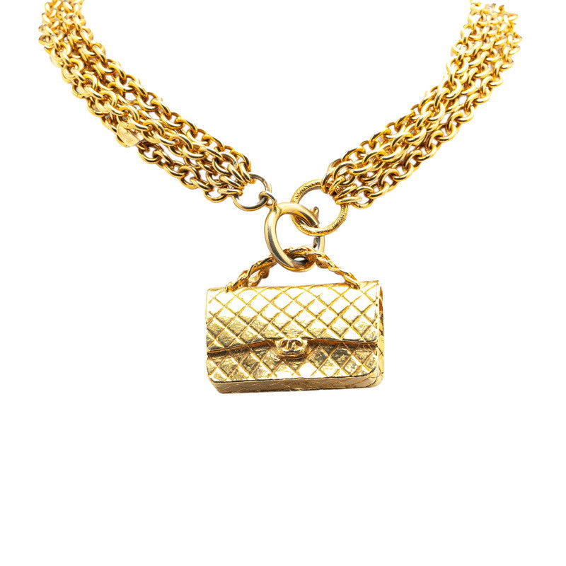 Chanel Coco Mark Bag Motif Necklace Gold