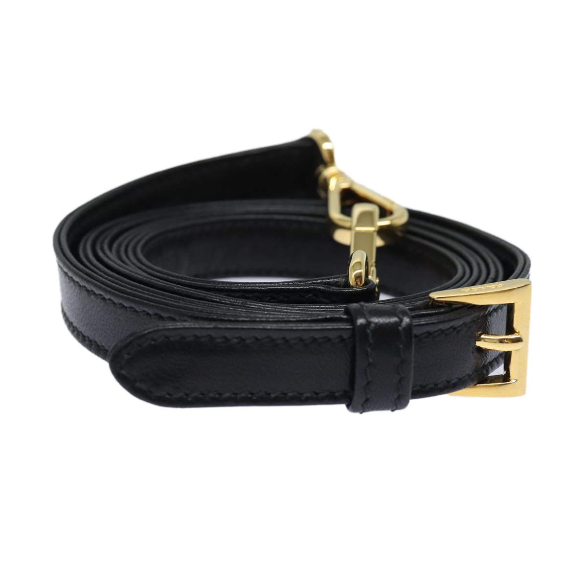 Luxury Prada Adjustable Shoulder Strap Leather 42.5""-46.5"" Black  87029