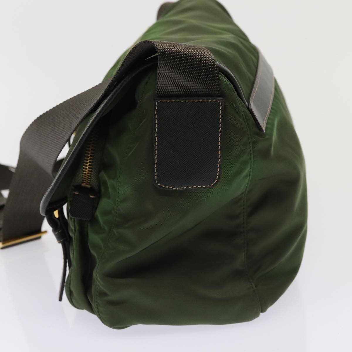 Luxury Prada Shoulder Bag Nylon Khaki Gold  87039