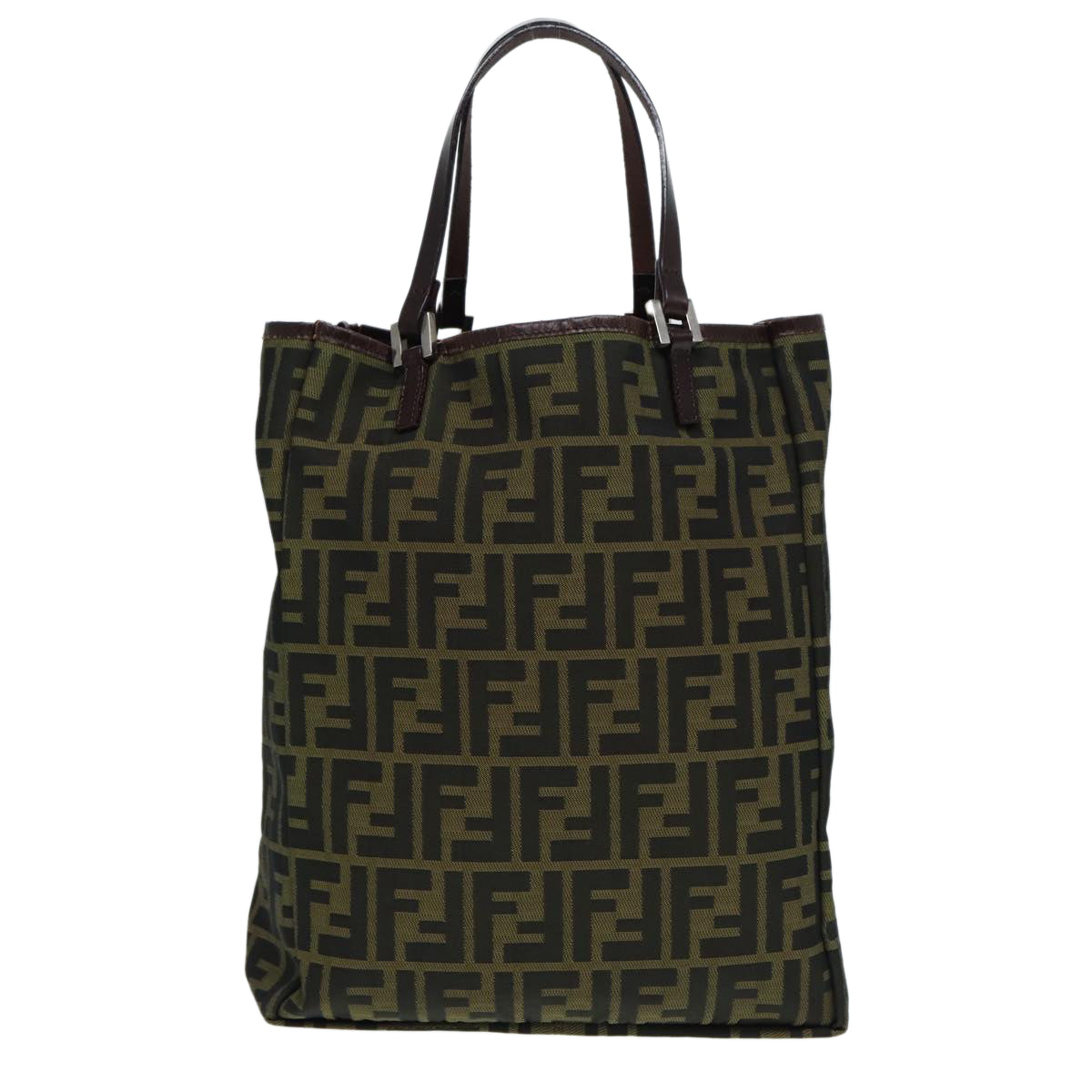 Luxury Fendi Zucca Canvas Tote Bag Brown Black Silver87107