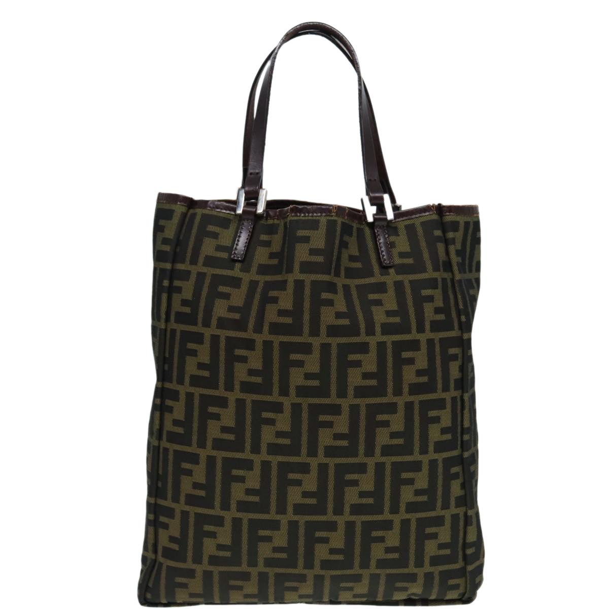 Luxury Fendi Zucca Canvas Tote Bag Brown Black Silver87107