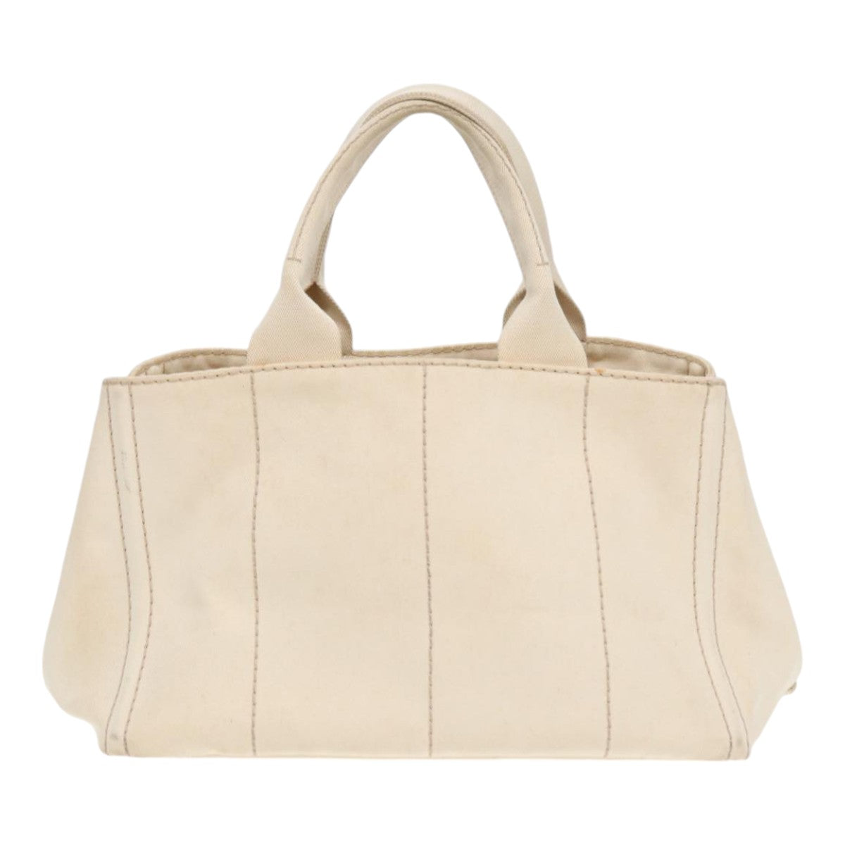 Luxury Prada Canapa MM Hand Bag Canvas Cream Gold  87108