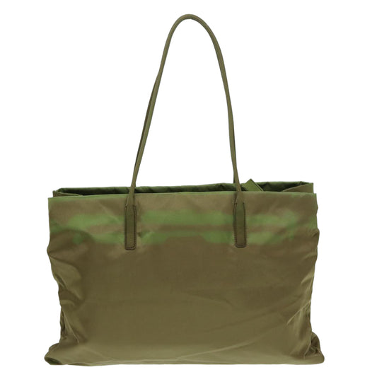 Luxury Prada Tote Bag Nylon Khaki Silver  87118