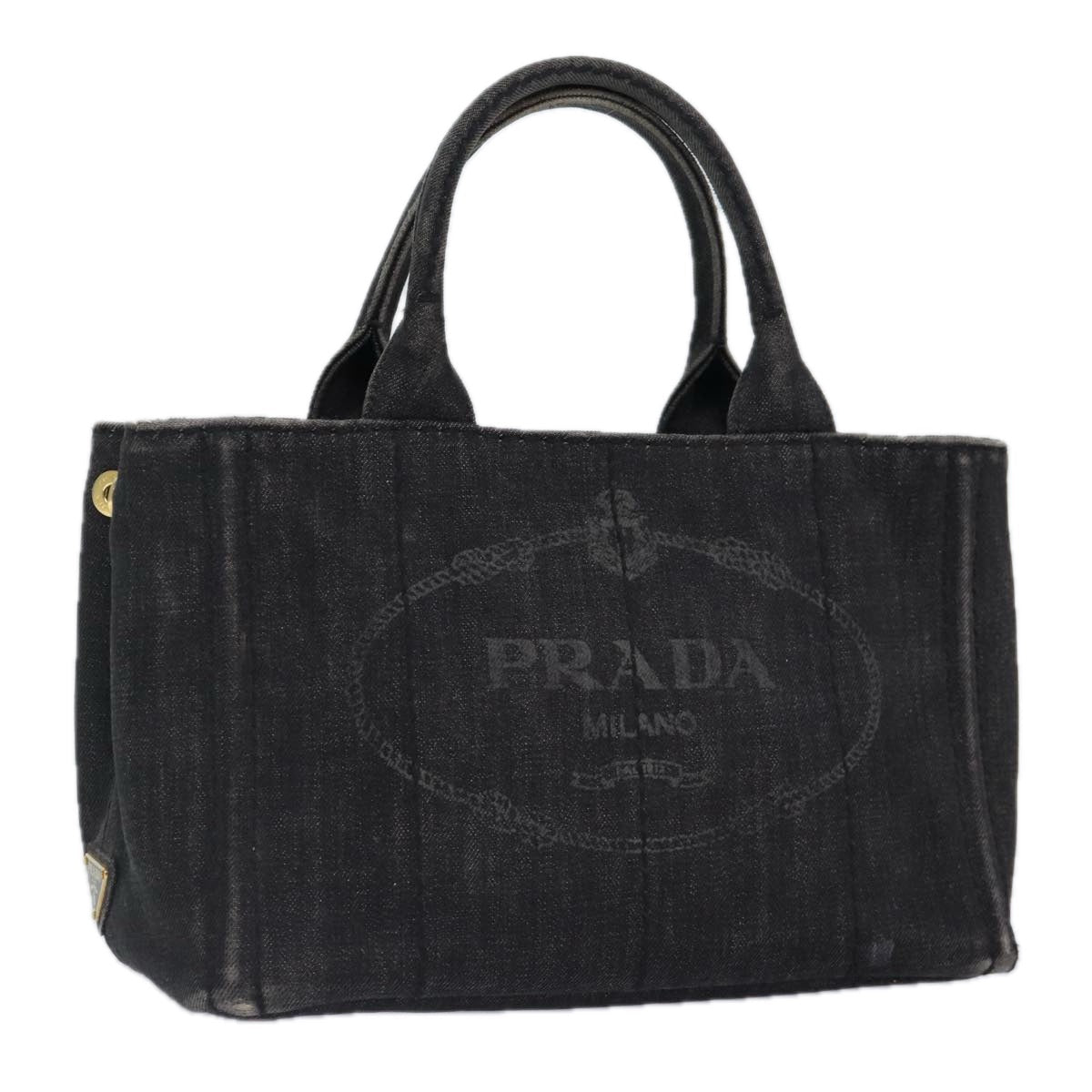 Luxury Prada Canapa PM Hand Bag Denim Black  87158