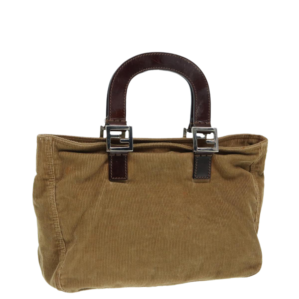 Luxury Fendi Hand Bag Corduroy Brown87167