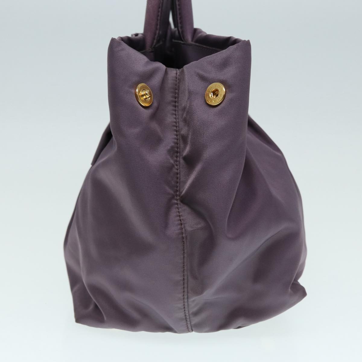 Luxury Prada Ribbon Hand Bag Nylon Purple Gold  87183