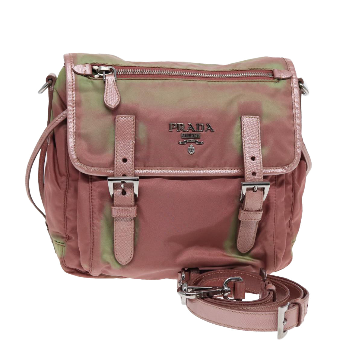 Luxury Prada Shoulder Bag Nylon Pink Silver  87190
