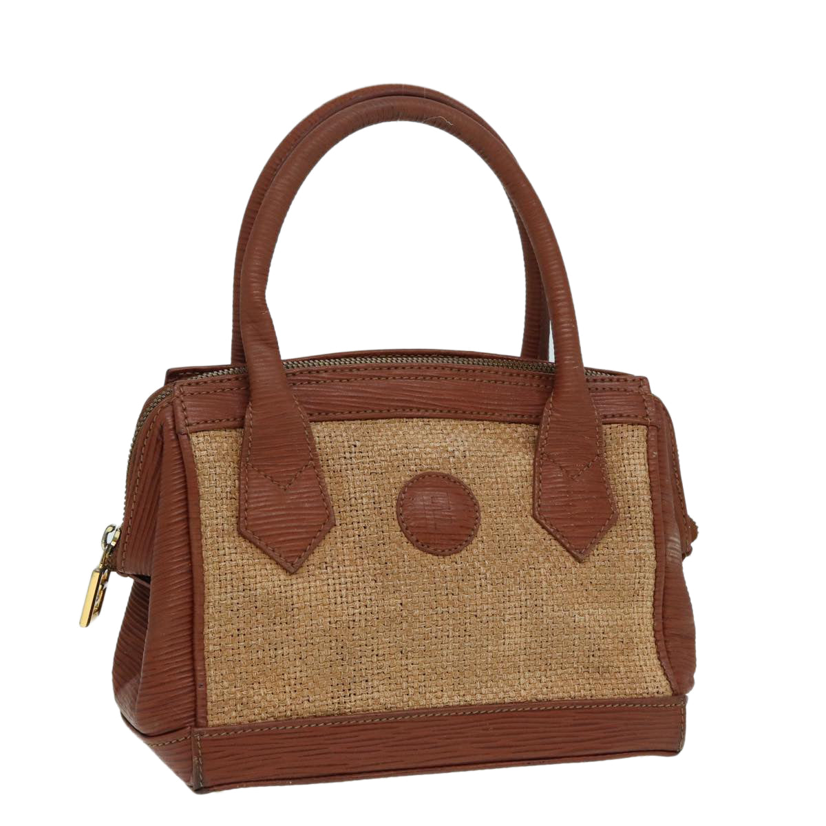 Luxury Fendi Hand Bag Straw Beige Gold87207